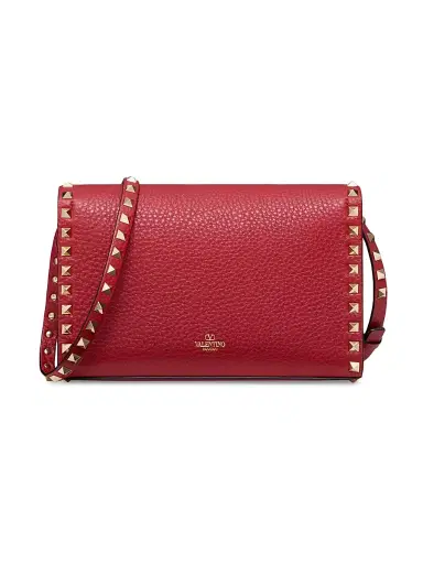 Valentino Garavani Women's Rockstud Grainy Calfskin Crossbody Bag - Rosso Red | Thumbnail 4 Valentino Garavani Women's Rockstud Grainy Calfskin Crossbody Bag - Rosso Red | Thumbnail 4