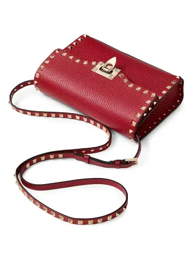 Valentino Garavani Women's Rockstud Grainy Calfskin Crossbody Bag - Rosso Red | Thumbnail 6 Valentino Garavani Women's Rockstud Grainy Calfskin Crossbody Bag - Rosso Red | Thumbnail 6