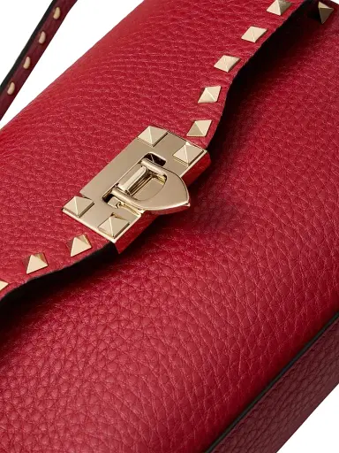 Valentino Garavani Women's Rockstud Grainy Calfskin Crossbody Bag - Rosso Red | Thumbnail 8 Valentino Garavani Women's Rockstud Grainy Calfskin Crossbody Bag - Rosso Red | Thumbnail 8