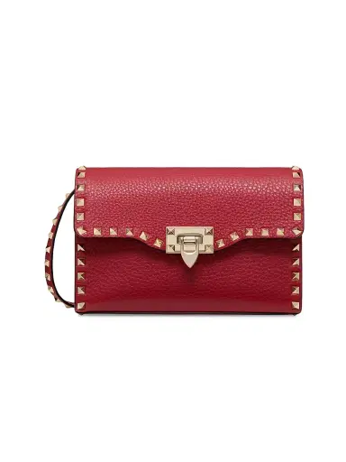 Valentino Garavani Women's Rockstud Grainy Calfskin Crossbody Bag - Rosso Red | Thumbnail 1 Valentino Garavani Women's Rockstud Grainy Calfskin Crossbody Bag - Rosso Red | Thumbnail 1
