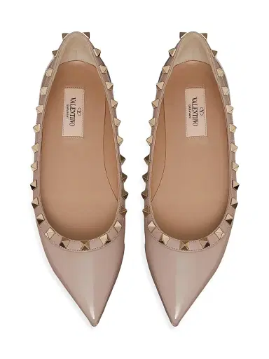 Valentino Garavani Women's Patent Rockstud Ballet Flats - Poudre | Thumbnail 4 Valentino Garavani Women's Patent Rockstud Ballet Flats - Poudre | Thumbnail 4