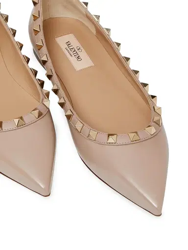 Valentino Garavani Women's Patent Rockstud Ballet Flats - Poudre | Thumbnail 5 Valentino Garavani Women's Patent Rockstud Ballet Flats - Poudre | Thumbnail 5