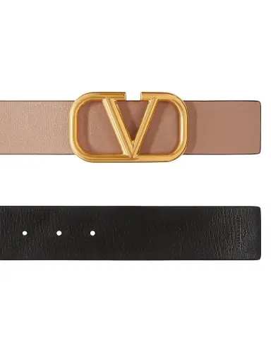 Valentino Garavani Women's Reversible VLogo Signature Belt in Calfskin 40MM - Smokey Beige Black | Thumbnail 3 Valentino Garavani Women's Reversible VLogo Signature Belt in Calfskin 40MM - Smokey Beige Black | Thumbnail 3