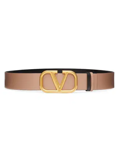 Valentino Garavani Women's Reversible VLogo Signature Belt in Calfskin 40MM - Smokey Beige Black | Thumbnail 1 Valentino Garavani Women's Reversible VLogo Signature Belt in Calfskin 40MM - Smokey Beige Black | Thumbnail 1