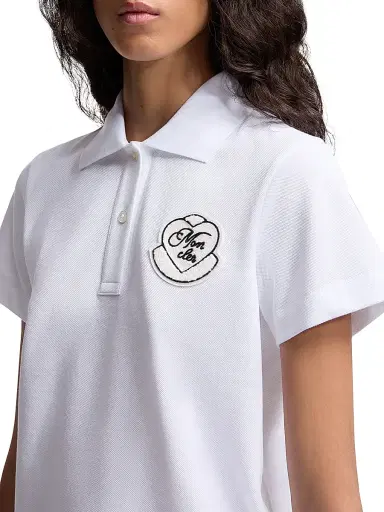 Moncler Women's Polo Shirt in Cotton Piquet - White | Thumbnail 4 Moncler Women's Polo Shirt in Cotton Piquet - White | Thumbnail 4