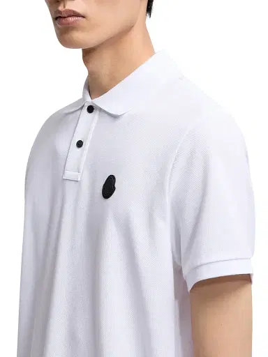 Moncler Men's Polo Shirt in Cotton Piquet - White | Thumbnail 4 Moncler Men's Polo Shirt in Cotton Piquet - White | Thumbnail 4