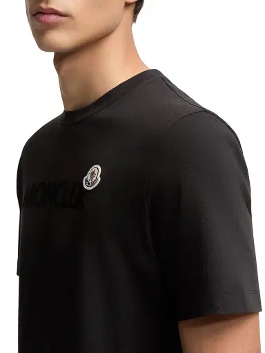 Moncler Men's Crew-Neck T-Shirt in Cotton - Black | Thumbnail 4 Moncler Men's Crew-Neck T-Shirt in Cotton - Black | Thumbnail 4