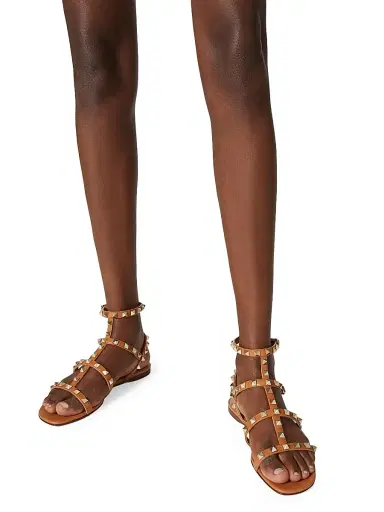 Valentino Garavani Women's Rockstud Flat Calfskin Sandals with Straps - Almond - Size 5 | Thumbnail 6 Valentino Garavani Women's Rockstud Flat Calfskin Sandals with Straps - Almond - Size 5 | Thumbnail 6