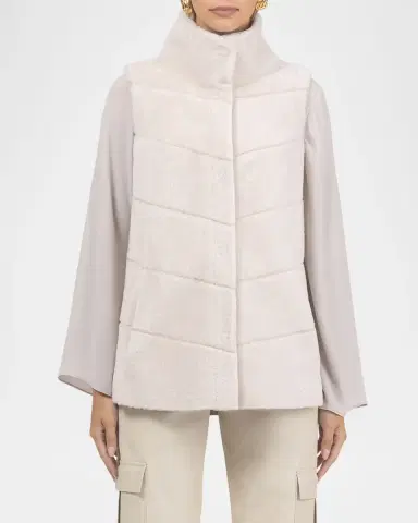 Gorski Reversible Textured Lamb Shearling Vest | Thumbnail 4 Gorski Reversible Textured Lamb Shearling Vest | Thumbnail 4