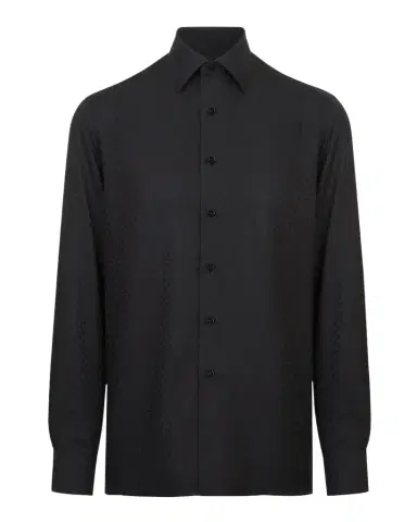 Stefano Ricci Men 's Silk Geometric Jacquard Dress Shirt | Thumbnail 1 Stefano Ricci Men 's Silk Geometric Jacquard Dress Shirt | Thumbnail 1