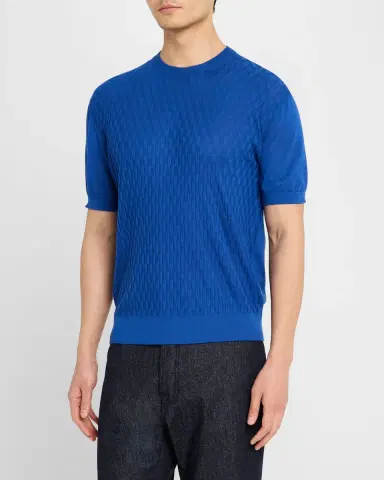 Stefano Ricci Men's Cashmere Short-Sleeve Crewneck Sweater | Thumbnail 4 Stefano Ricci Men's Cashmere Short-Sleeve Crewneck Sweater | Thumbnail 4