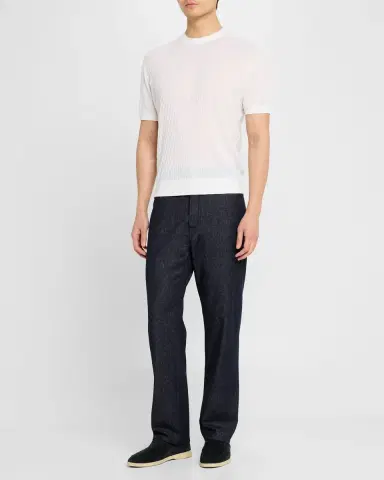 Stefano Ricci Men's Cashmere Short-Sleeve Crewneck Sweater | Thumbnail 2 Stefano Ricci Men's Cashmere Short-Sleeve Crewneck Sweater | Thumbnail 2