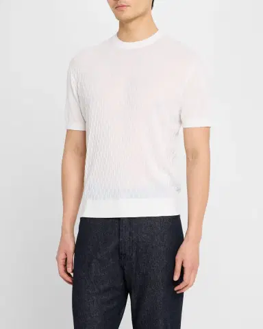 Stefano Ricci Men's Cashmere Short-Sleeve Crewneck Sweater | Thumbnail 4 Stefano Ricci Men's Cashmere Short-Sleeve Crewneck Sweater | Thumbnail 4