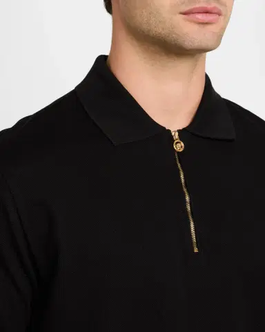Versace Men's Medusa Zip Pique Polo Shirt | Thumbnail 5 Versace Men's Medusa Zip Pique Polo Shirt | Thumbnail 5