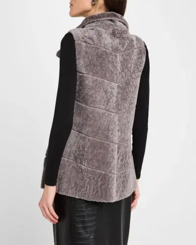 Gorski Reversible Textured Lamb Shearling Vest | Thumbnail 3 Gorski Reversible Textured Lamb Shearling Vest | Thumbnail 3
