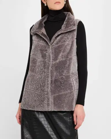 Gorski Reversible Textured Lamb Shearling Vest | Thumbnail 4 Gorski Reversible Textured Lamb Shearling Vest | Thumbnail 4