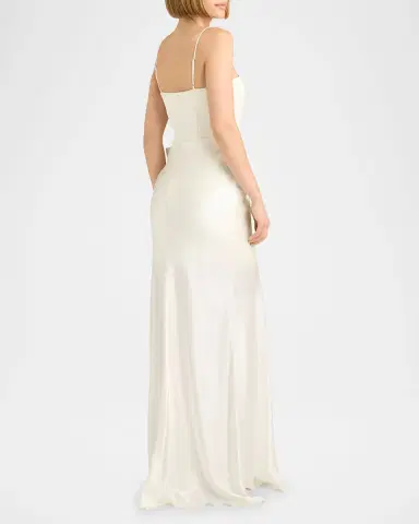 Cinq à Sept Drina Sleeveless Satin Wrap Gown | Thumbnail 3 Cinq à Sept Drina Sleeveless Satin Wrap Gown | Thumbnail 3