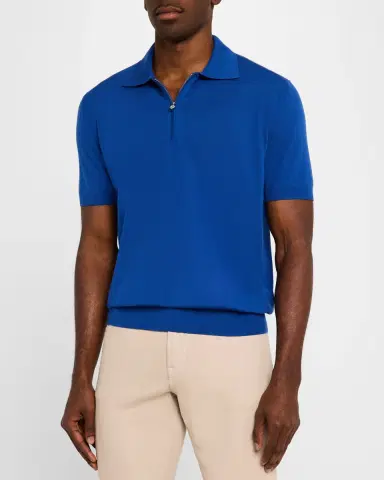 Stefano Ricci Men 's Quarter-Zip Short-Sleeve Polo Sweater | Thumbnail 3 Stefano Ricci Men 's Quarter-Zip Short-Sleeve Polo Sweater | Thumbnail 3
