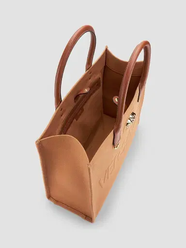 Versace Women's Logo Canvas Tote - Rust Gold | Thumbnail 4 Versace Women's Logo Canvas Tote - Rust Gold | Thumbnail 4