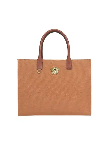 Versace Women's Logo Canvas Tote - Rust Gold | Thumbnail 1 Versace Women's Logo Canvas Tote - Rust Gold | Thumbnail 1