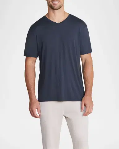 Barefoot Dreams Men's Malibu Collection Cotton Modal V-Neck T-Shirt | Thumbnail 2 Barefoot Dreams Men's Malibu Collection Cotton Modal V-Neck T-Shirt | Thumbnail 2