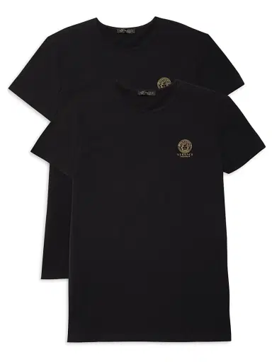 Versace Men's 2-Pack Topeka Bi-Stretch Cotton T-Shirt - Black - Size Small | Thumbnail 1 Versace Men's 2-Pack Topeka Bi-Stretch Cotton T-Shirt - Black - Size Small | Thumbnail 1