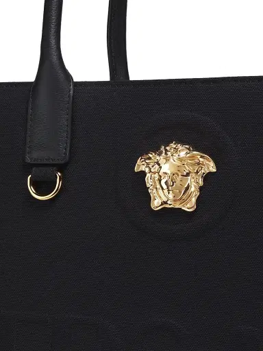 Versace Women's Logo Canvas Tote - Black Gold | Thumbnail 5 Versace Women's Logo Canvas Tote - Black Gold | Thumbnail 5