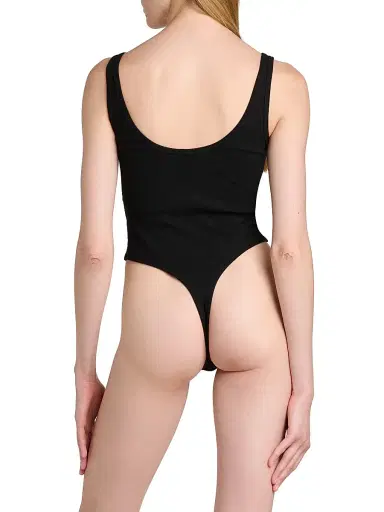 Versace Women's Logo-Embroidered Ribbed Tank Bodysuit - Black | Thumbnail 5 Versace Women's Logo-Embroidered Ribbed Tank Bodysuit - Black | Thumbnail 5
