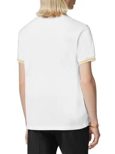 Versace Men's Medusa Pop Piqué Polo - Optical White | Thumbnail 5 Versace Men's Medusa Pop Piqué Polo - Optical White | Thumbnail 5