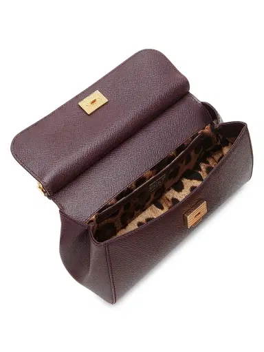 Dolce & Gabbana Women's Sicily Leather Top Handle Bag - Mosto | Thumbnail 3 Dolce & Gabbana Women's Sicily Leather Top Handle Bag - Mosto | Thumbnail 3