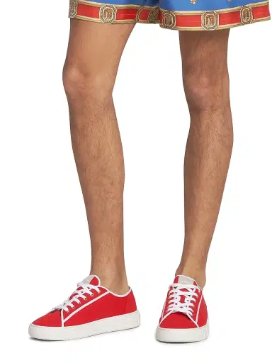Versace Men's Canvas Low-Top Sneakers - Red White Palaldium | Thumbnail 2 Versace Men's Canvas Low-Top Sneakers - Red White Palaldium | Thumbnail 2