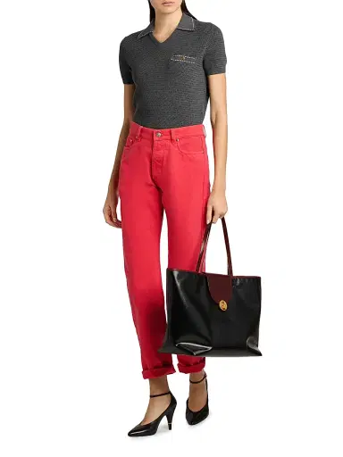 Versace Women's Cotton Knit Polo Top - Anthracite | Thumbnail 2 Versace Women's Cotton Knit Polo Top - Anthracite | Thumbnail 2