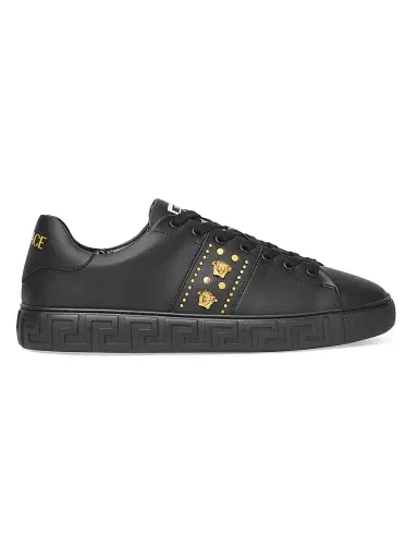 Versace Men's Medusa Studded Low-Top Sneakers - Black Gold - Size 13 | Thumbnail 1 Versace Men's Medusa Studded Low-Top Sneakers - Black Gold - Size 13 | Thumbnail 1