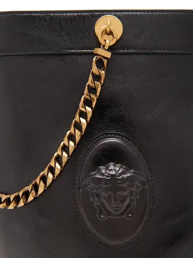 Versace Women's Pivot Leather Bucket Bag - Black Gold | Thumbnail 4 Versace Women's Pivot Leather Bucket Bag - Black Gold | Thumbnail 4