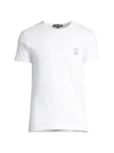 Versace Men's Logo Crewneck T-Shirt - Optical White | Thumbnail 1 Versace Men's Logo Crewneck T-Shirt - Optical White | Thumbnail 1