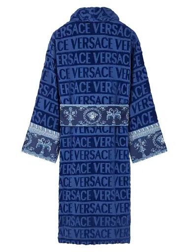 Versace Men's I Heart Baroque Cotton Terry Bathrobe - Sodalite Blue - Size XL | Thumbnail 2 Versace Men's I Heart Baroque Cotton Terry Bathrobe - Sodalite Blue - Size XL | Thumbnail 2