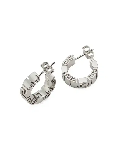 Versace Women's Greca Metal Hoop Earrings - Palladium | Thumbnail 2 Versace Women's Greca Metal Hoop Earrings - Palladium | Thumbnail 2