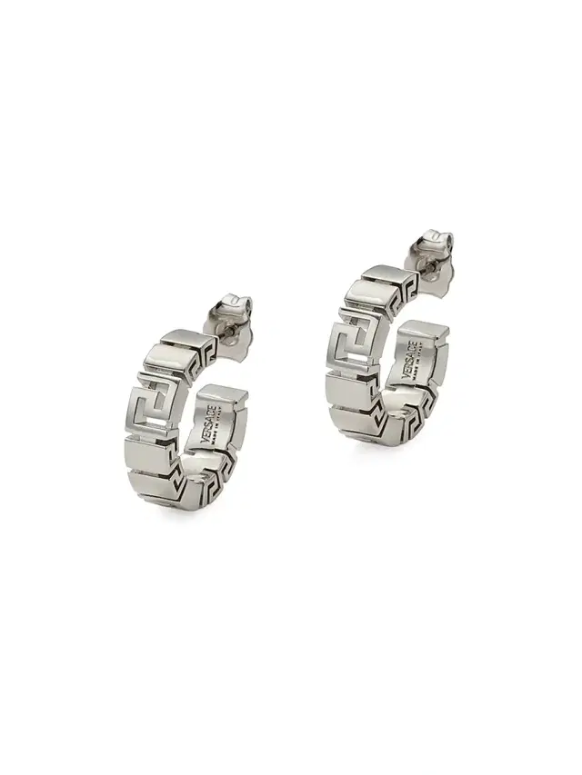 Women's Greca Metal Hoop Earrings - Palladium Women's Greca Metal Hoop Earrings - Palladium