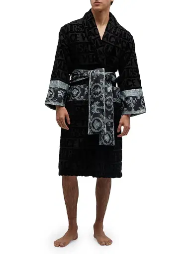 Versace Men's Logo Baroque Bathrobe | Thumbnail 3 Versace Men's Logo Baroque Bathrobe | Thumbnail 3