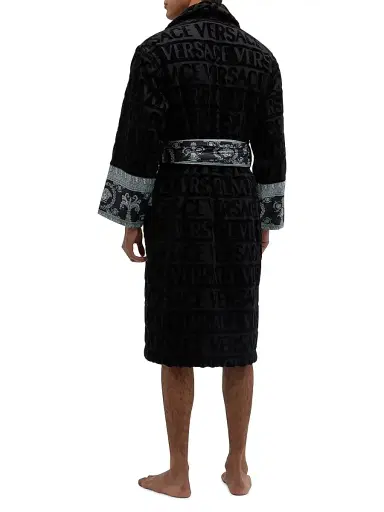 Versace Men's Logo Baroque Bathrobe | Thumbnail 4 Versace Men's Logo Baroque Bathrobe | Thumbnail 4