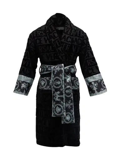 Versace Men's Logo Baroque Bathrobe | Thumbnail 1 Versace Men's Logo Baroque Bathrobe | Thumbnail 1