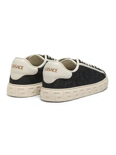 Versace Men's Barocco & Leather Low-Top Sneakers | Thumbnail 3 Versace Men's Barocco & Leather Low-Top Sneakers | Thumbnail 3