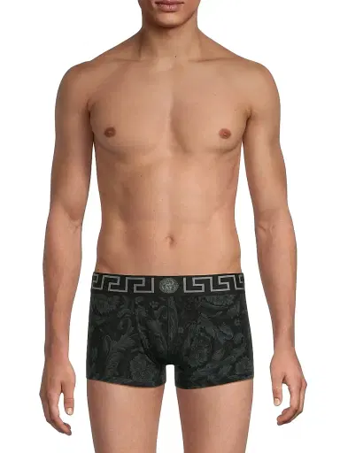 Versace Men's Stretch Cotton Boxer Briefs - Black Grey - Size XL | Thumbnail 3 Versace Men's Stretch Cotton Boxer Briefs - Black Grey - Size XL | Thumbnail 3