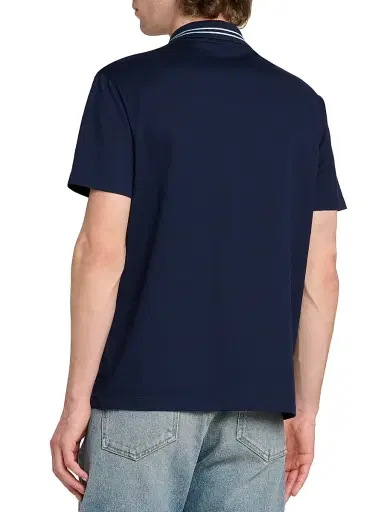 Versace Men's Medusa Embroidered Pique Polo Shirt - Navy Blue | Thumbnail 5 Versace Men's Medusa Embroidered Pique Polo Shirt - Navy Blue | Thumbnail 5