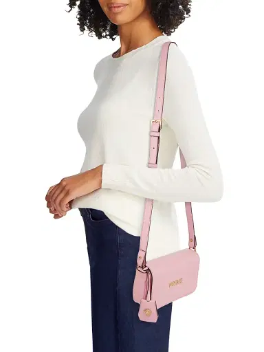 Versace Women's Tag Mini Leather Shoulder Bag - English Rose | Thumbnail 2 Versace Women's Tag Mini Leather Shoulder Bag - English Rose | Thumbnail 2