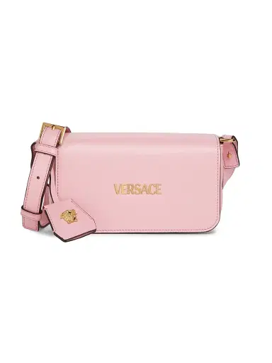 Versace Women's Tag Mini Leather Shoulder Bag - English Rose | Thumbnail 1 Versace Women's Tag Mini Leather Shoulder Bag - English Rose | Thumbnail 1
