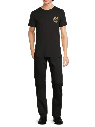 Versace Jeans Couture Men's Logo Cotton T-Shirt - Black Gold - Size XS | Thumbnail 2 Versace Jeans Couture Men's Logo Cotton T-Shirt - Black Gold - Size XS | Thumbnail 2
