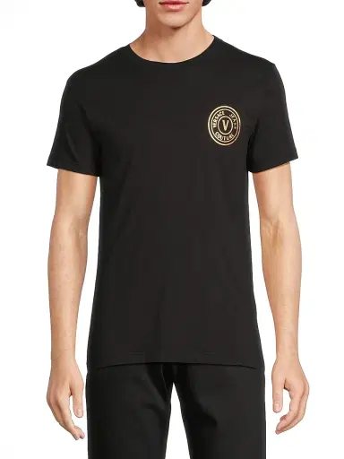 Versace Jeans Couture Men's Logo Cotton T-Shirt - Black Gold - Size XS | Thumbnail 3 Versace Jeans Couture Men's Logo Cotton T-Shirt - Black Gold - Size XS | Thumbnail 3