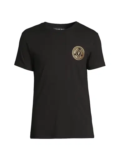 Versace Jeans Couture Men's Logo Cotton T-Shirt - Black Gold - Size XS | Thumbnail 1 Versace Jeans Couture Men's Logo Cotton T-Shirt - Black Gold - Size XS | Thumbnail 1