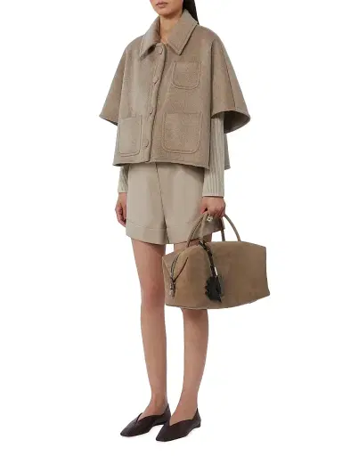 Max Mara Women's Light Weight Cashmere Cape - Tawny Bronze Brown | Thumbnail 5 Max Mara Women's Light Weight Cashmere Cape - Tawny Bronze Brown | Thumbnail 5